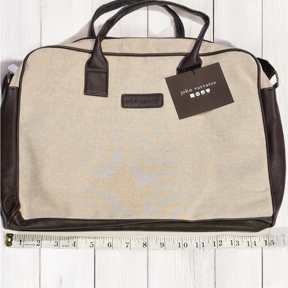 COPY - John Varvatos Duffel Weekend Bag Luggage Carry On Canvas Tote Shoulder S… - Picture 5 of 13